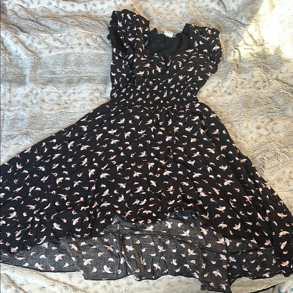Charming Black Dress with Pink Accents